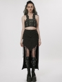 Black Gothic Punk Jacquard Sexy High-Low Skirt