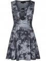 Grey Print Gothic Cyber Sexy Sleeveless Short A-Line Dress