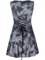 Grey Print Gothic Cyber Sexy Sleeveless Short A-Line Dress