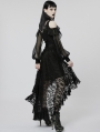 Black Gothic Sexy Off-the-Shoulder Long Sleeve Lace High-Low Dress