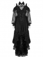 Black Gothic Sexy Off-the-Shoulder Long Sleeve Lace High-Low Dress