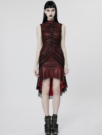 Black and Red Gothic Sexy Elegant Sleeveless Slim Fishtail Dress