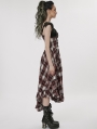 Black and Red Gothic Punk Sweet Cool Plaid Irregular Dress