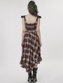 Black and Red Gothic Punk Sweet Cool Plaid Irregular Dress