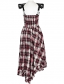 Black and Red Gothic Punk Sweet Cool Plaid Irregular Dress