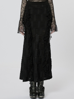 Black Gothic Decadent Lace Sexy High Slit Long Skirt