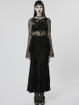 Black Gothic Decadent Lace Sexy High Slit Long Skirt