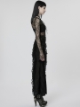 Black Gothic Decadent Lace Sexy High Slit Long Skirt