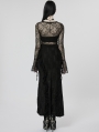 Black Gothic Decadent Lace Sexy High Slit Long Skirt