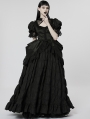 Black Gothic Gorgeous Embroidered Lace Puff Sleeve Long Victorian Party Dress