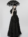 Black Gothic Gorgeous Embroidered Lace Puff Sleeve Long Victorian Party Dress