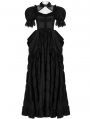 Black Gothic Gorgeous Embroidered Lace Puff Sleeve Long Victorian Party Dress