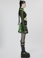 Black and Green Plaid Gothic Punk Grunge Girl Pleated Mini Skirt