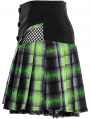 Black and Green Plaid Gothic Punk Grunge Girl Pleated Mini Skirt