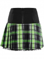 Black and Green Plaid Gothic Punk Grunge Girl Pleated Mini Skirt