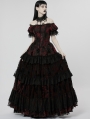 Black and Red Gothic Vintage Gorgeous Lace Long Victorian Party Dress