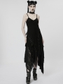 Black Gothic Punk Decadent Irregular Long Slip Dress