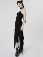 Black Gothic Punk Decadent Irregular Long Slip Dress