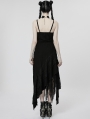 Black Gothic Punk Decadent Irregular Long Slip Dress