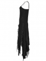 Black Gothic Punk Decadent Irregular Long Slip Dress