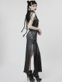 Black and Grey Gothic Printed Cyber Sexy Sleeveless Long Slim Dress