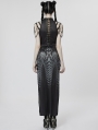 Black and Grey Gothic Printed Cyber Sexy Sleeveless Long Slim Dress