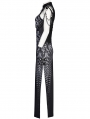 Black and Grey Gothic Printed Cyber Sexy Sleeveless Long Slim Dress