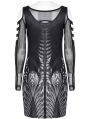 Black and Grey Printed Two-Pieces Cyber Sexy Short Slim Dress