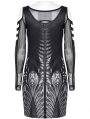 Black and Grey Printed Two-Pieces Cyber Sexy Short Slim Dress