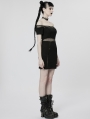 Black Gothic Punk Sexy Off-the-Shoulder Short Slim Dress