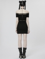 Black Gothic Punk Sexy Off-the-Shoulder Short Slim Dress
