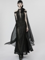 Black Elf Gothic Queen Sexy Elegant Long Dress with Detachable Cloak