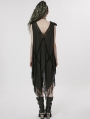 Black Gothic Witch V-neck Daily Wear Tassel Loose Dress