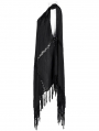 Black Gothic Witch V-neck Daily Wear Tassel Loose Dress