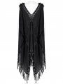 Black Gothic Witch V-neck Daily Wear Tassel Loose Dress