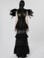 Black Gothic Perspective Gorgeous Lace Tiered Maxi Skirt