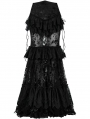 Black Gothic Perspective Gorgeous Lace Tiered Maxi Skirt