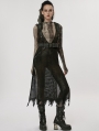 Black Gothic Post-Apocalyptic Techwear Style Knitted Hollow Out Dress