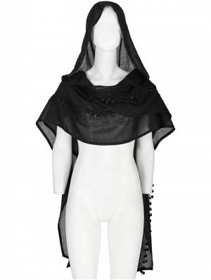 Black Gothic Hooded Scarf for Women