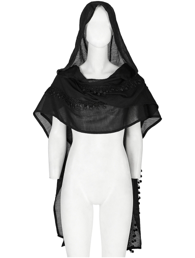 Black Gothic Hooded Scarf for Women