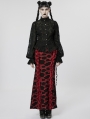 Black Gothic Chiffon Embroidered Flared Sleeve Perspective Blouse for Women