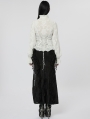 White Gothic Chiffon Embroidered Flared Sleeve Perspective Blouse for Women
