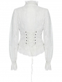White Gothic Chiffon Embroidered Flared Sleeve Perspective Blouse for Women