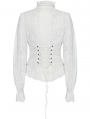 White Gothic Chiffon Embroidered Flared Sleeve Perspective Blouse for Women