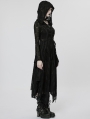 Black Gothic Punk Dark Wizard Long Hooded Coat for Women