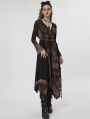 Black and Coffee Gothic Steampunk Dark Wizard Long Hooded Coat for Women