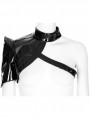 Black Gothic Cyberpunk Patent Leather One-Arm Jacket for Women