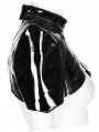 Black Gothic Cyberpunk Patent Leather One-Arm Jacket for Women