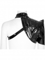 Black Gothic Cyberpunk Patent Leather One-Arm Jacket for Women