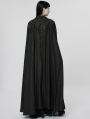 Black Gothic Printed Chiffon Lace Applique Lapel Long Cloak for Women